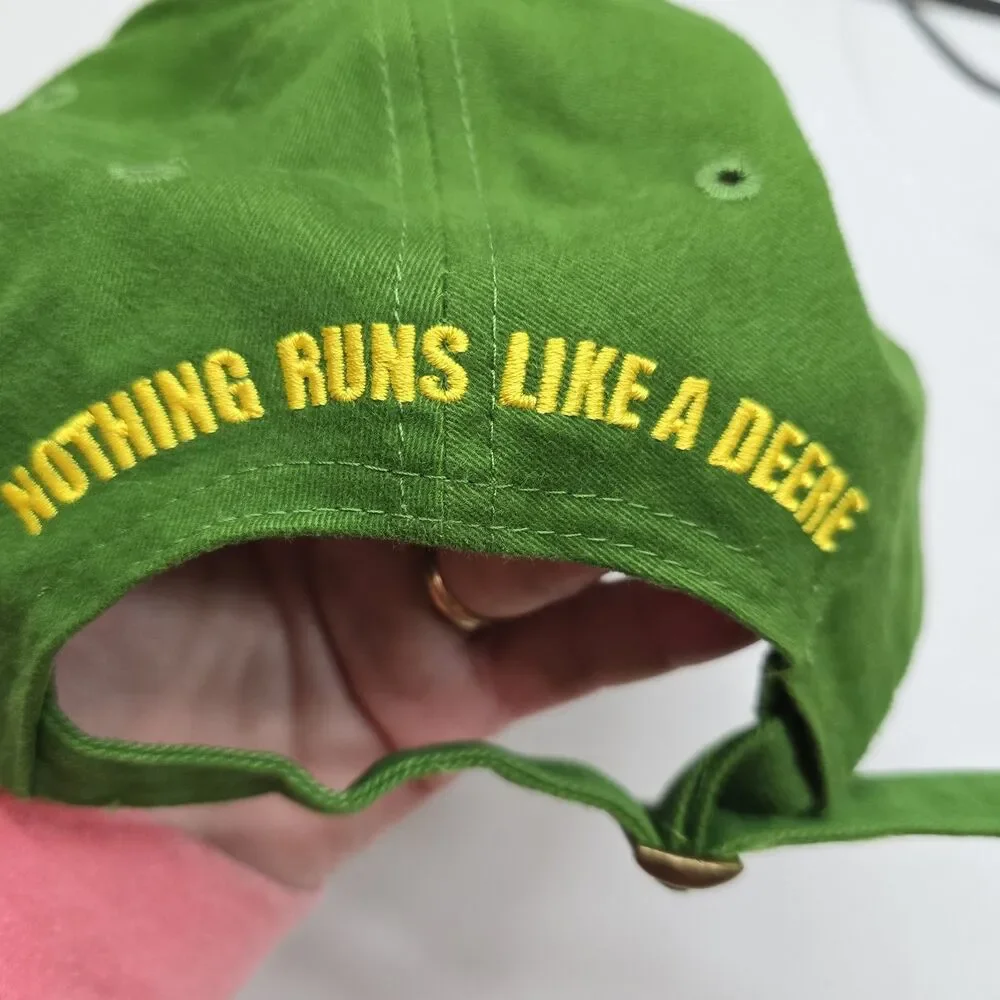 Vintage John Deere Trucker Hat Cap Adjustable Strapback Green Canvas
